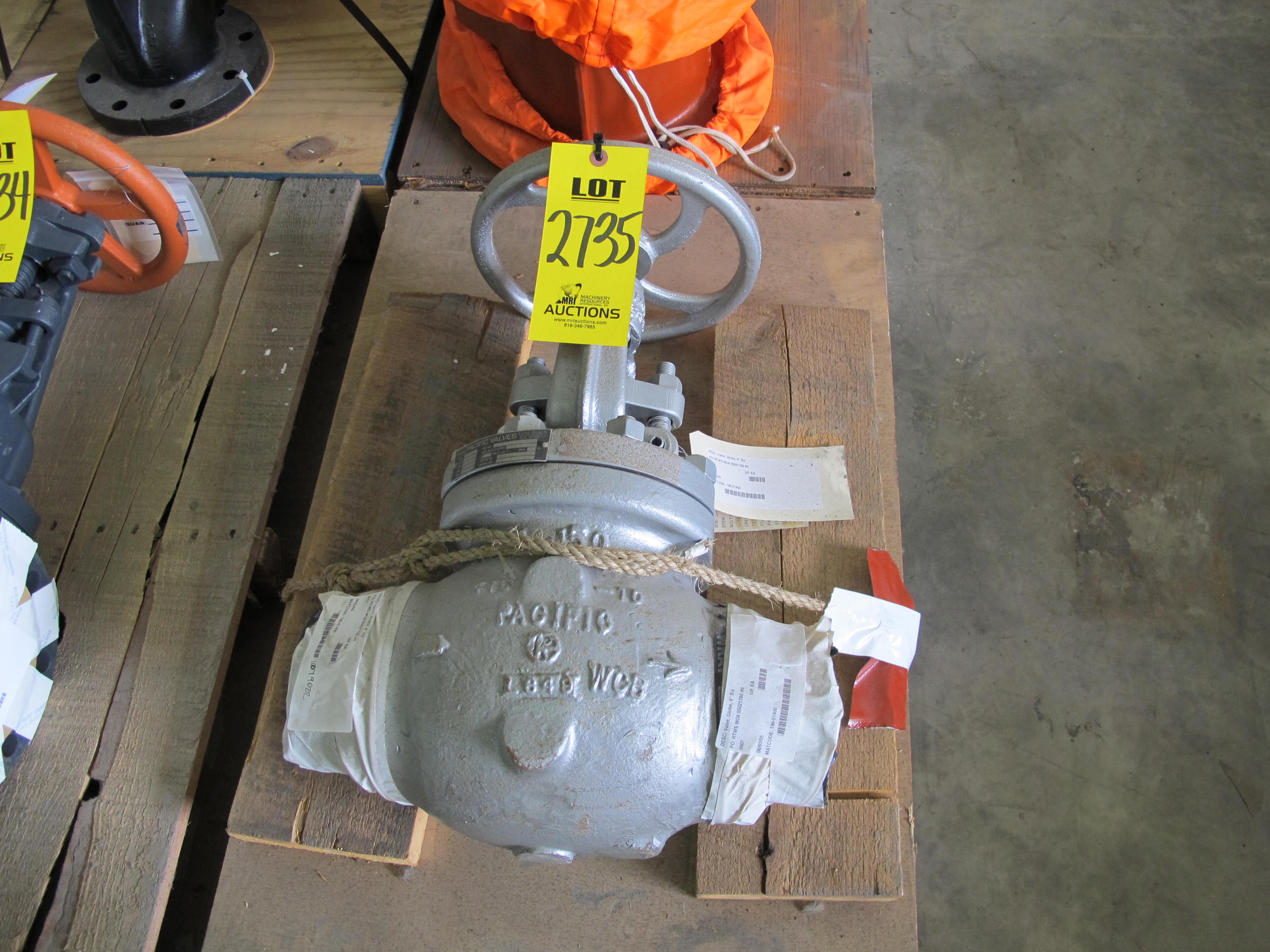 VALVE, GLOBE TYPE, 4" SIZE, 150 LB RATING, CARBON STL MATERIAL, BUTT WELD, SCH 40 CONNECTIONS, SA 216 GRADE WCB SPECIFICATION, BOLTED BONNET, OUTSIDE SCREW AND YOKE STYLE, STELLITED SEAT, CHROME PLATED DISC AND STEM TRIM, HANDWHEEL OPERATOR. PART # 160-2WE-40 (W-51) LOADING & HANDLING FEE $15-